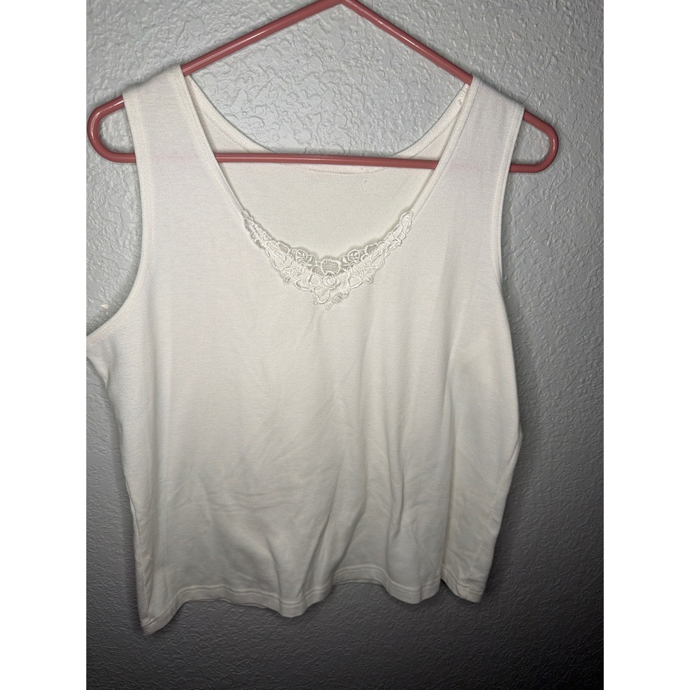 Lace Trim Unbranded Tank Top Women Large White Excellent